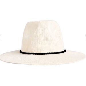 Rachel Zoe Riviera Ivory Packable Sun Hat with Black Rope - One Size